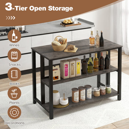 93cm Tall Bar Table with Storage with Open Shelves-Grey