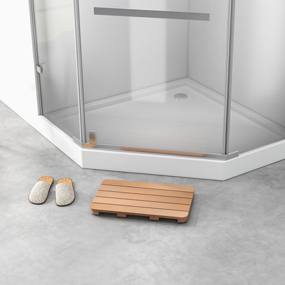 55 x 34 cm Bath Mat for Shower with Non Slip Foot Pads-Brown