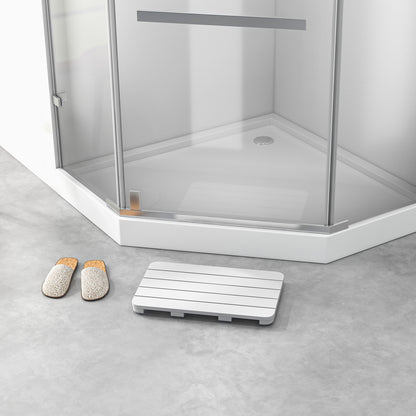 55 x 34 cm Bath Mat for Shower with Non Slip Foot Pads-White