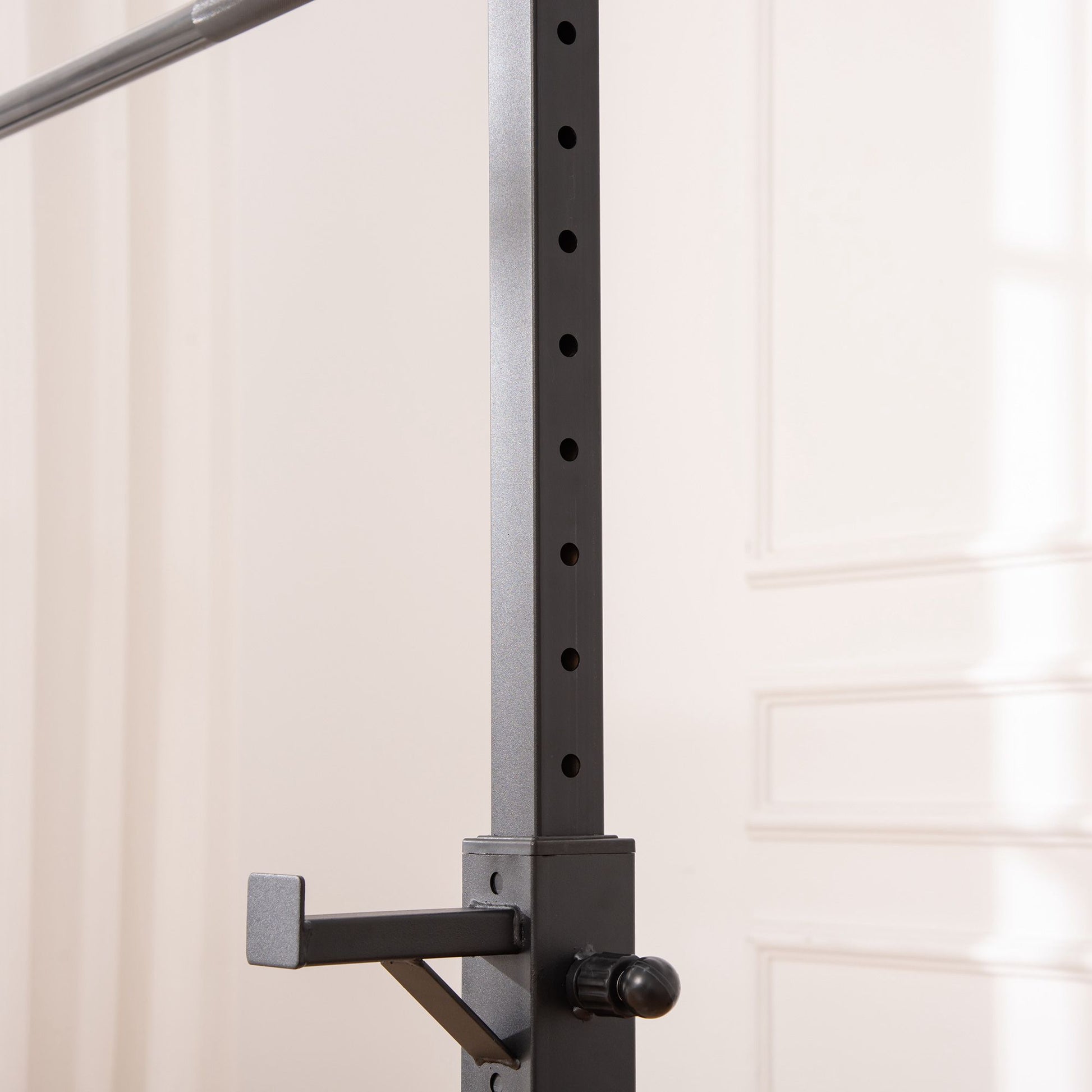 HOMCOM Heavy Duty Weight Bar Barbell Squat Stand Barbell Rack Spotter, for Home, Gym - Black