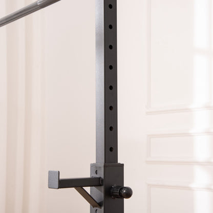 HOMCOM Heavy Duty Weight Bar Barbell Squat Stand Barbell Rack Spotter, for Home, Gym - Black