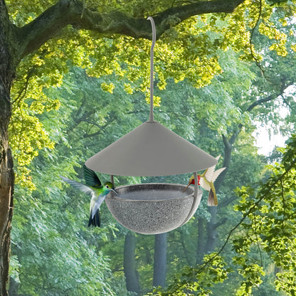 Bird Feeder and Bath Metal Hanging with Weatherproof Dome