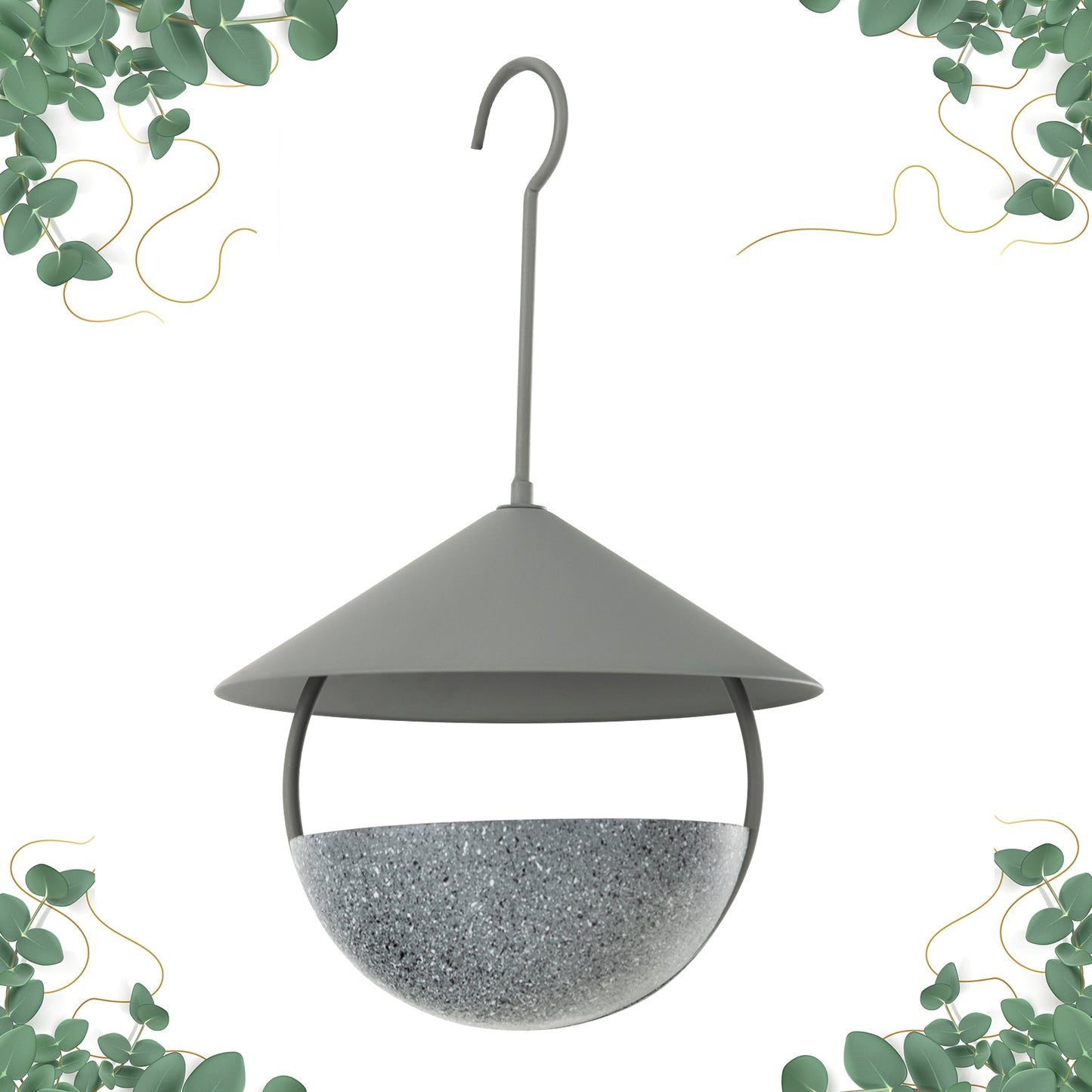 Bird Feeder and Bath Metal Hanging with Weatherproof Dome