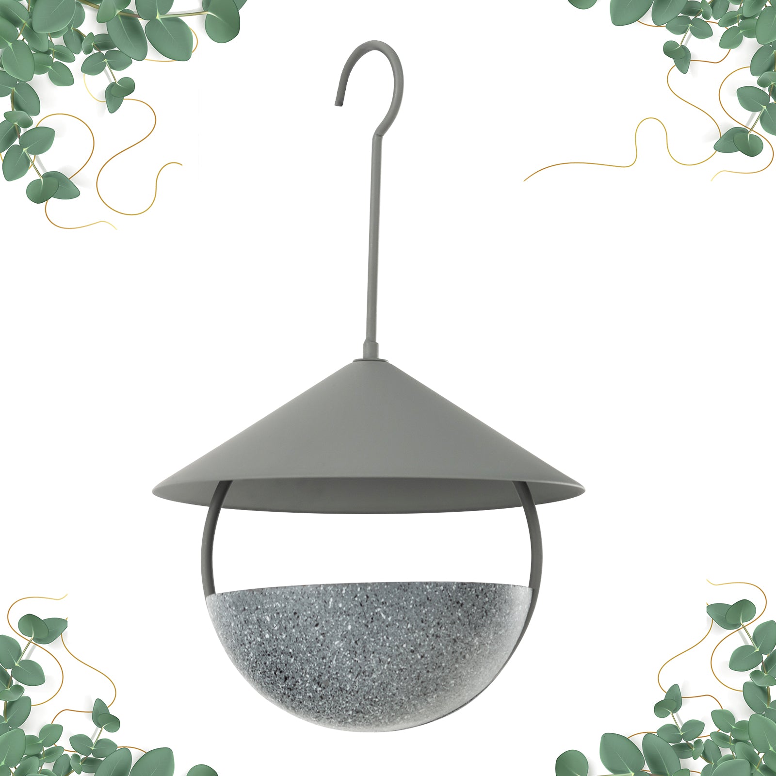 Bird Feeder and Bath Metal Hanging with Weatherproof Dome