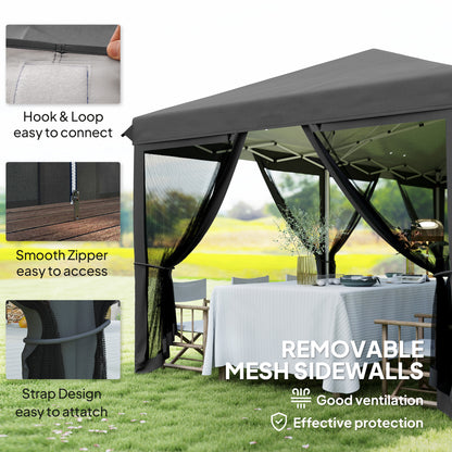 Outsunny 3 x 6m Pop Up Gazebo, Outdoor Canopy Shelter, Marquee Party Wedding Tent with 6 Mesh Walls and Carry Bag, Black