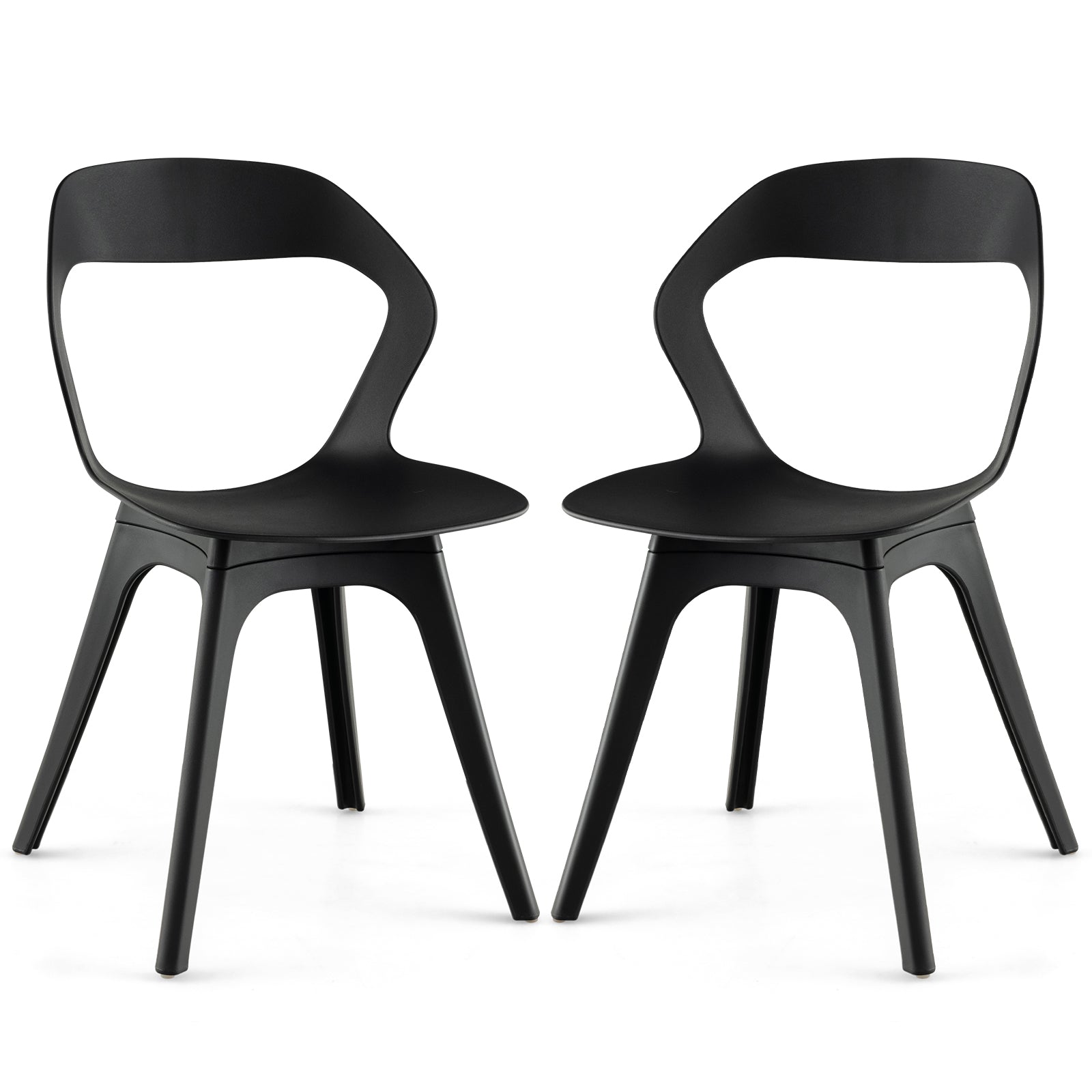 2 Pieces Modern Kitchen Dining Chair Set-Black