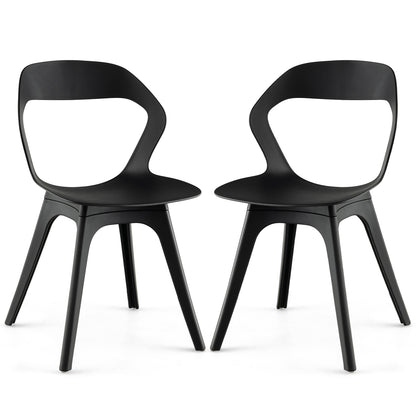 2 Pieces Modern Kitchen Dining Chair Set-Black