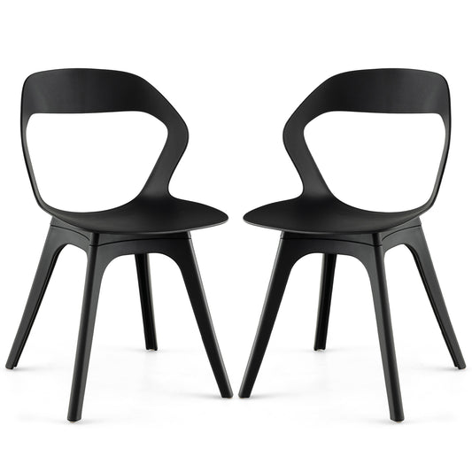 2 Pieces Modern Kitchen Dining Chair Set-Black
