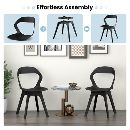 2 Pieces Modern Kitchen Dining Chair Set-Black