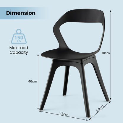 2 Pieces Modern Kitchen Dining Chair Set-Black