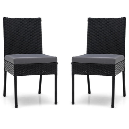 2 Pieces Outdoor All-Weather Dining Chair Set  with Soft Cushions-Grey