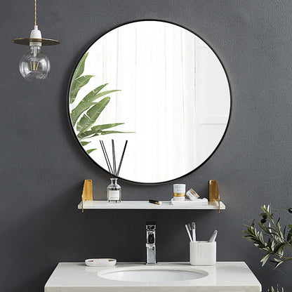 70cm Modern Metal Circle Hanging Mirror-Black