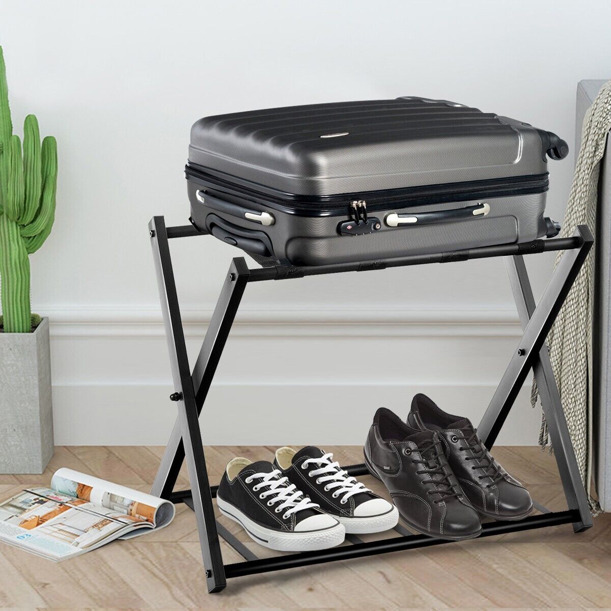 2 Piceces 2-Tiers Folding Luggage Rack Set