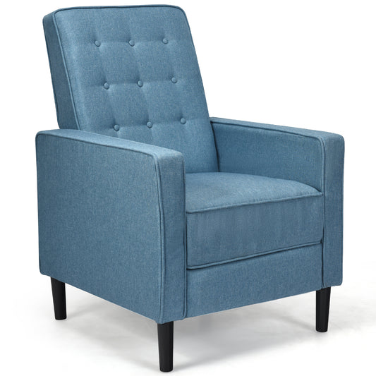 3-Position Adjustable Sofa Chair Leisure Seat with Extendable Footrest-Blue