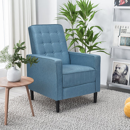 3-Position Adjustable Sofa Chair Leisure Seat with Extendable Footrest-Blue