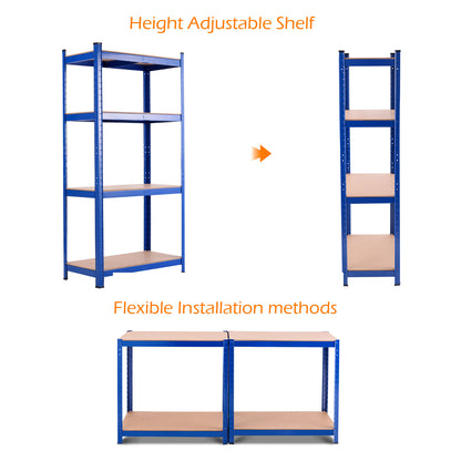 4-Tier Adjustable Multipurpose Storage Shelves for Garage-Blue