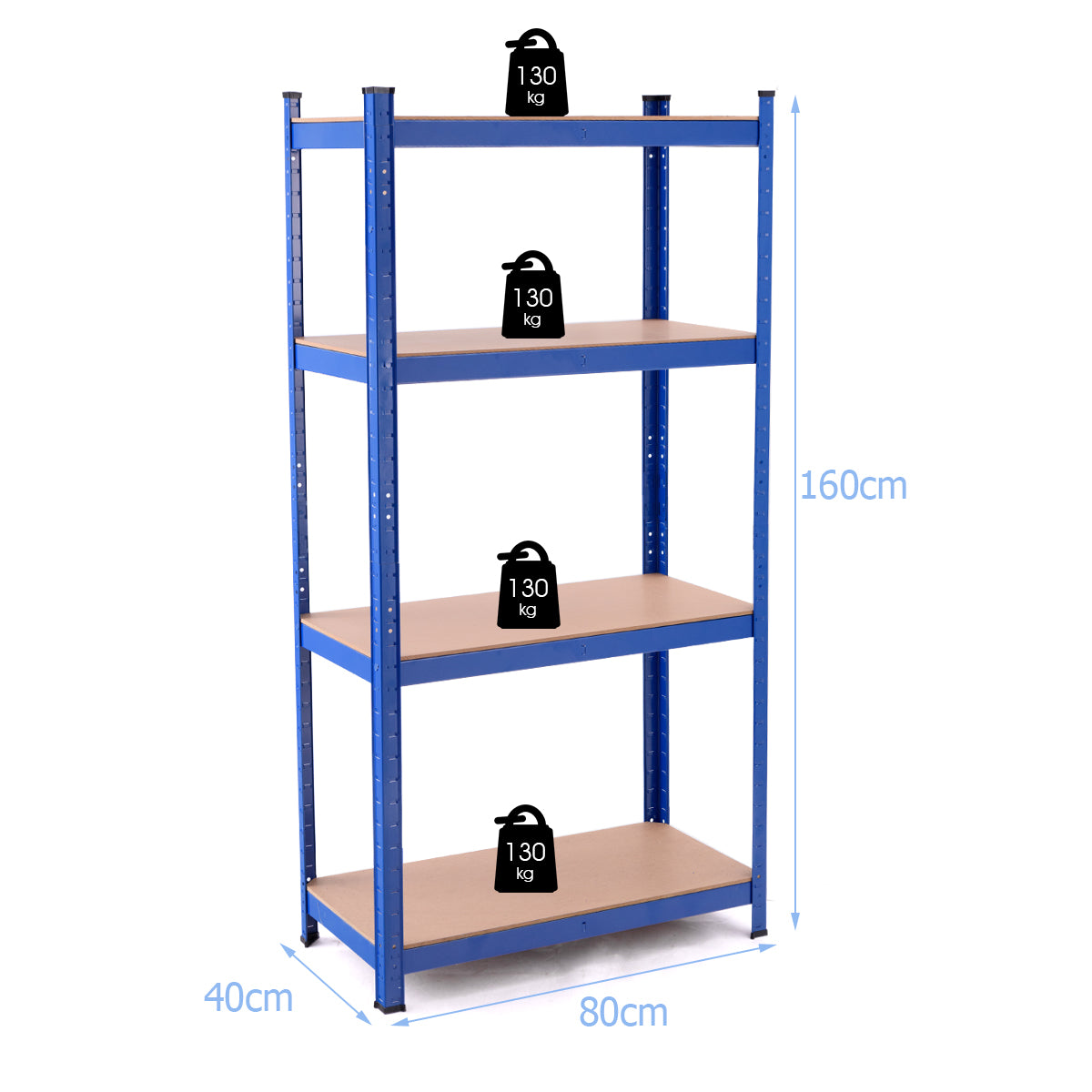 4-Tier Adjustable Multipurpose Storage Shelves for Garage-Blue