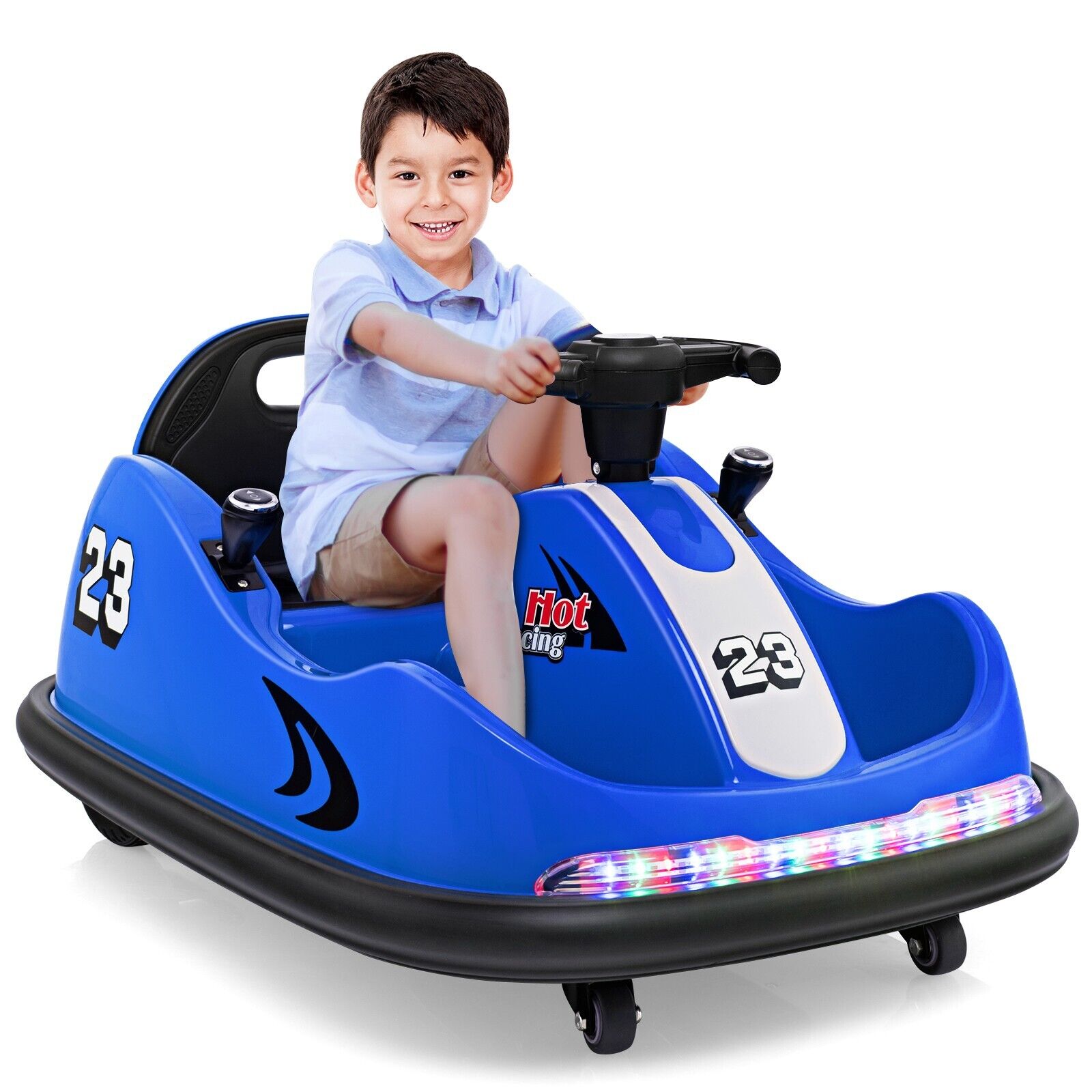 6V Battery Powered Kids Ride On Bumper Car with Dual Joysticks-Blue ...