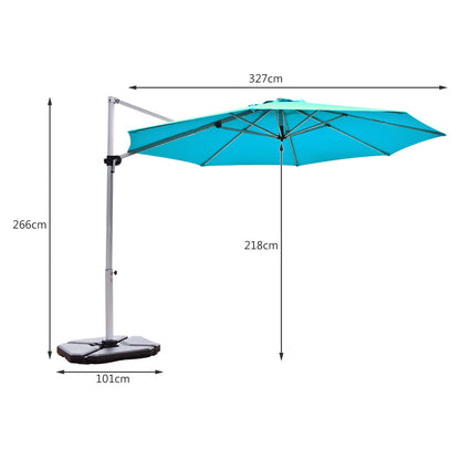 3.3m Patio Cantilever Umbrella with Tilting Adjustment and Cross base-Blue