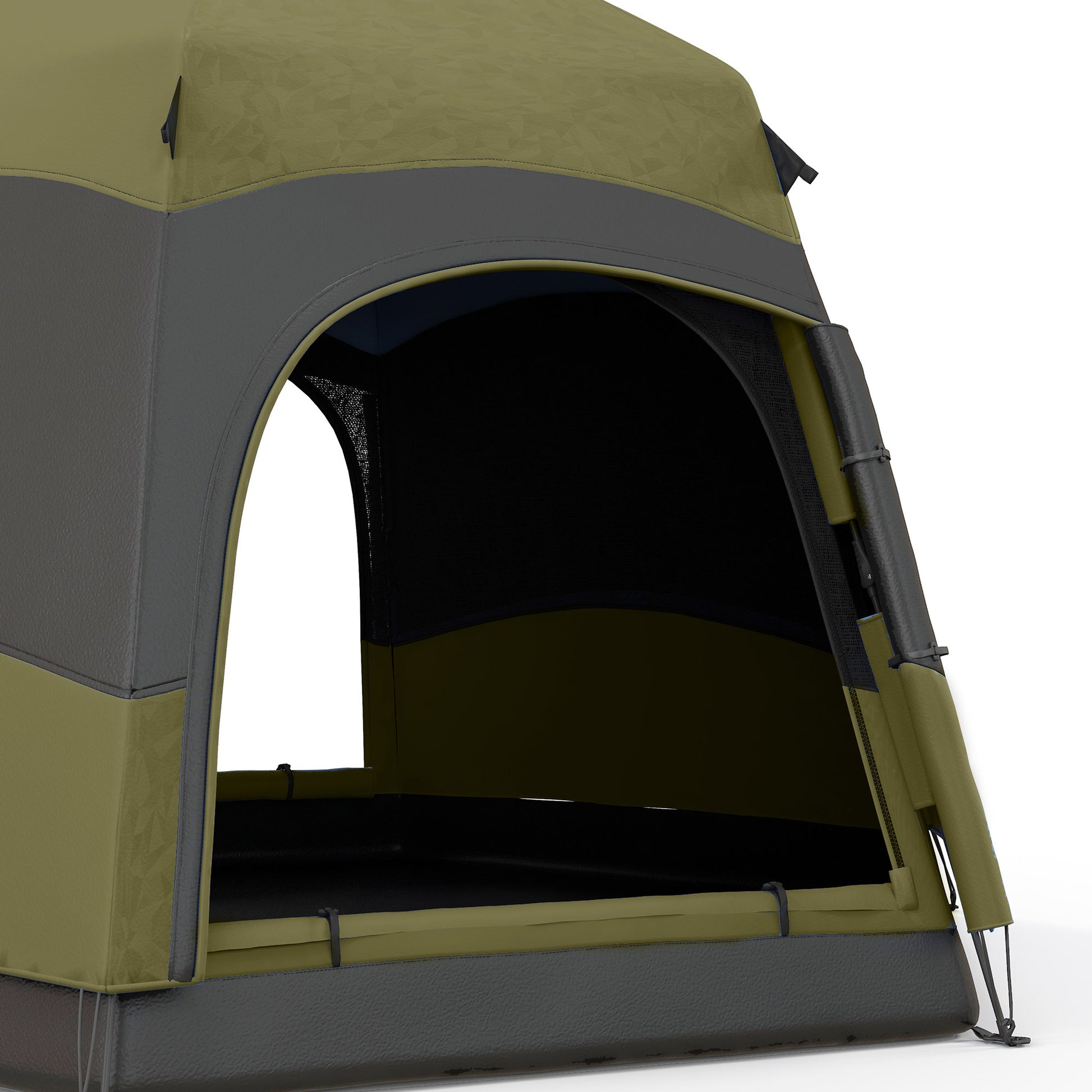 Outsunny Six Man Hexagon Camping Tent with Hang Hook and Carry Bag - Dark Green and Light Grey