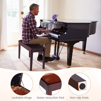 2-in-1 Padded Piano Bench with Storage Space-Brown
