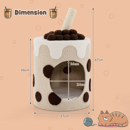 Bubble Tea Cat Tree Tower with Scratching Post-Coffee