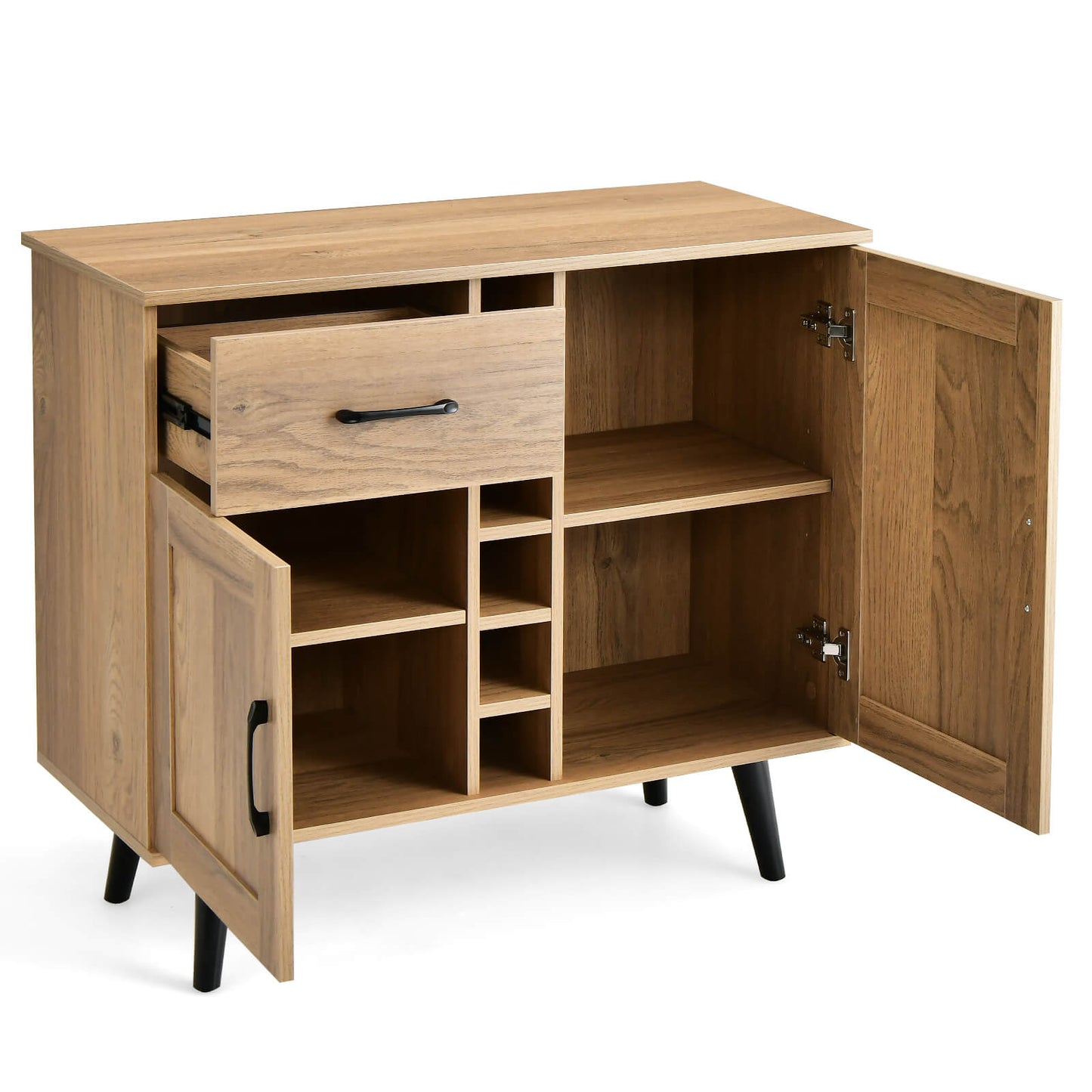 2-Door Buffet Sideboard with 6-Bottle Wine Rack Drawer