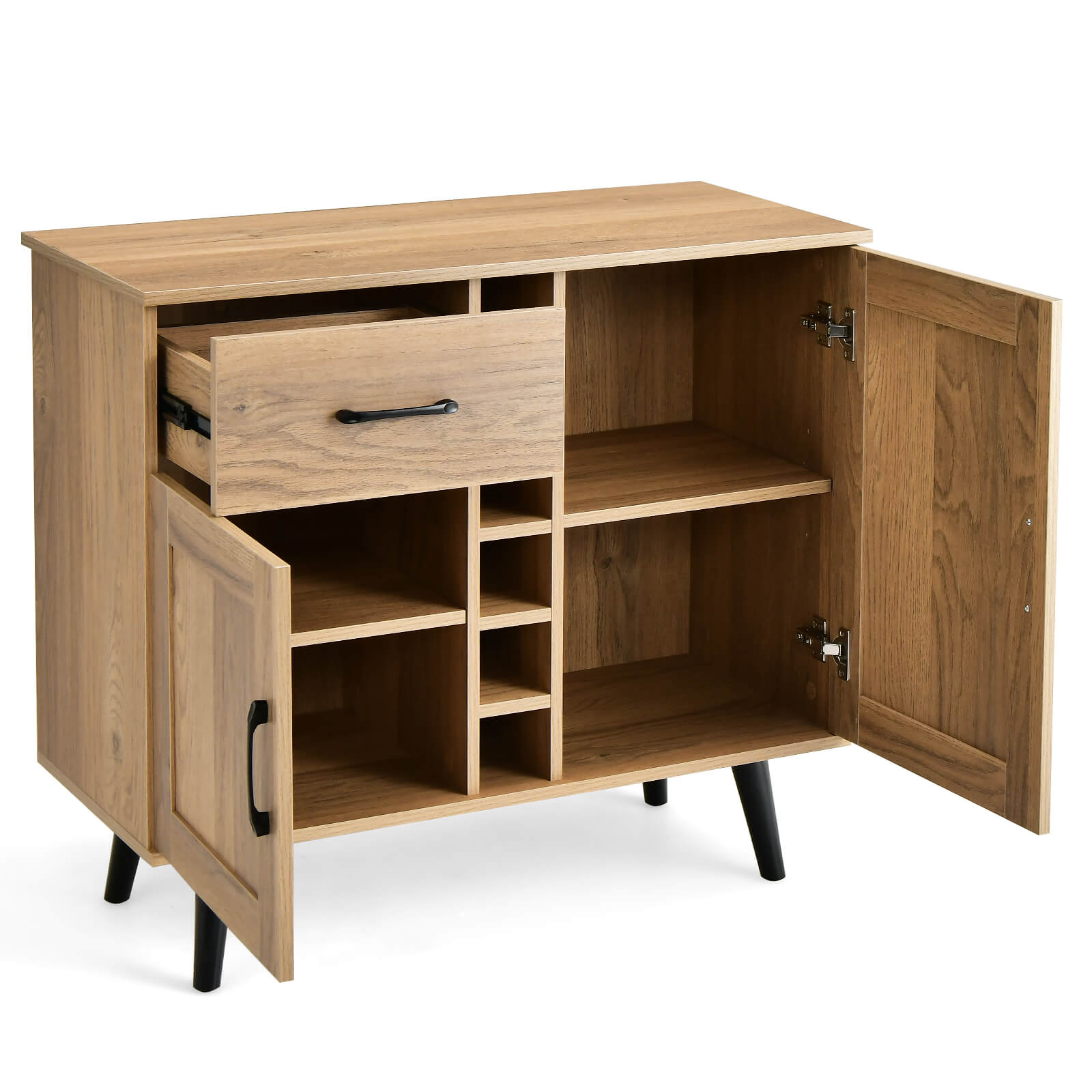 2-Door Buffet Sideboard with 6-Bottle Wine Rack Drawer