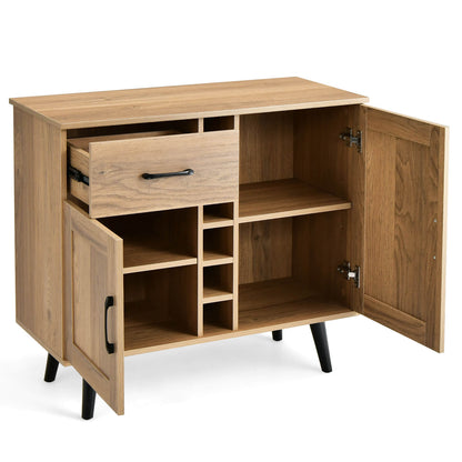 2-Door Buffet Sideboard with 6-Bottle Wine Rack Drawer
