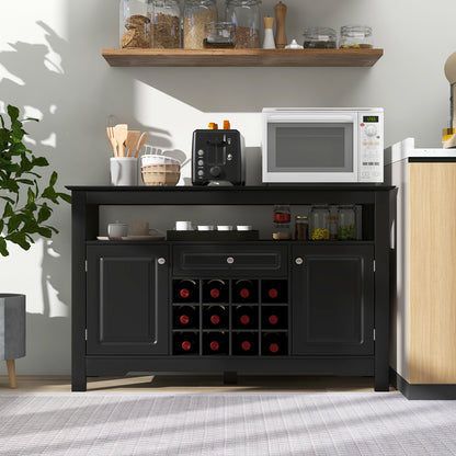 Kitchen Storage Sideboard with Removable Wine Rack and Drawer-Black