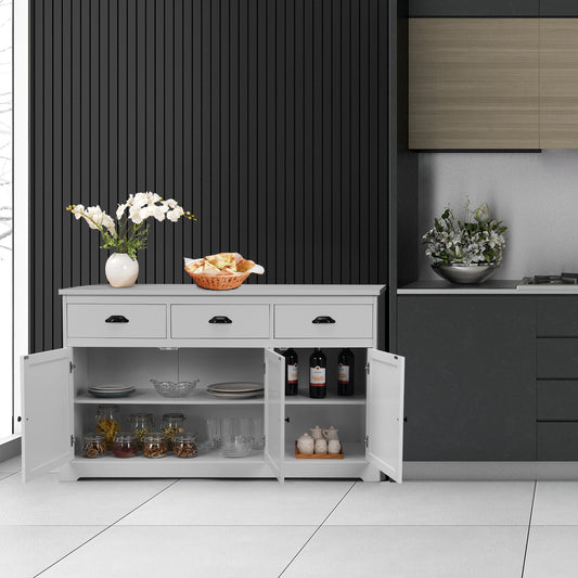 Buffet Sideboard with Cabinets Drawers and Adjustable Shelf-Grey