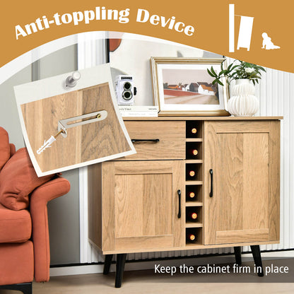 2-Door Buffet Sideboard with 6-Bottle Wine Rack Drawer