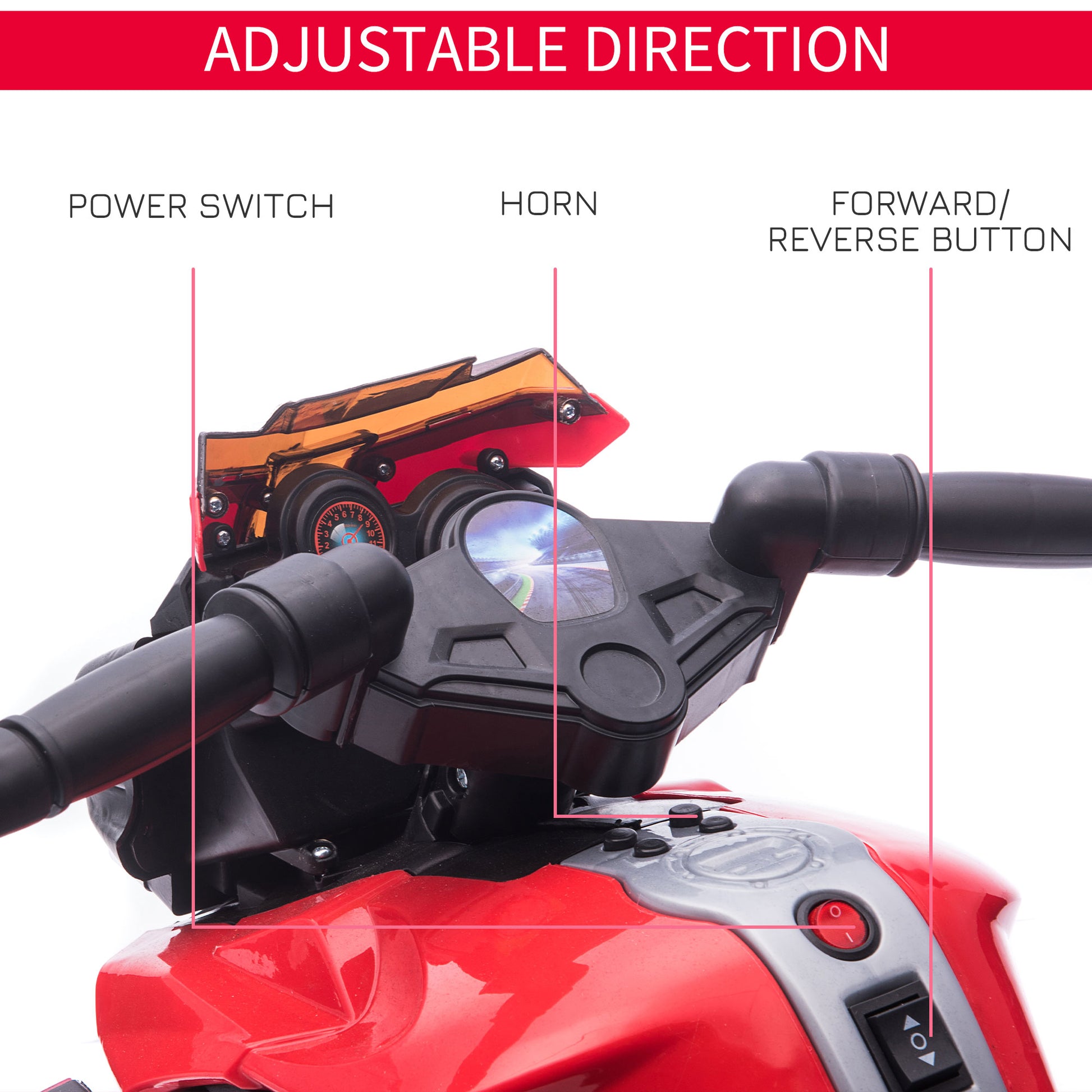 HOMCOM Kids Electric Pedal Motorcycle Ride-On Toy Battery Powered Rechargeable 6V Realistic Sounds 3 km/h Max Speed for Girls Boy 18-48 months Red