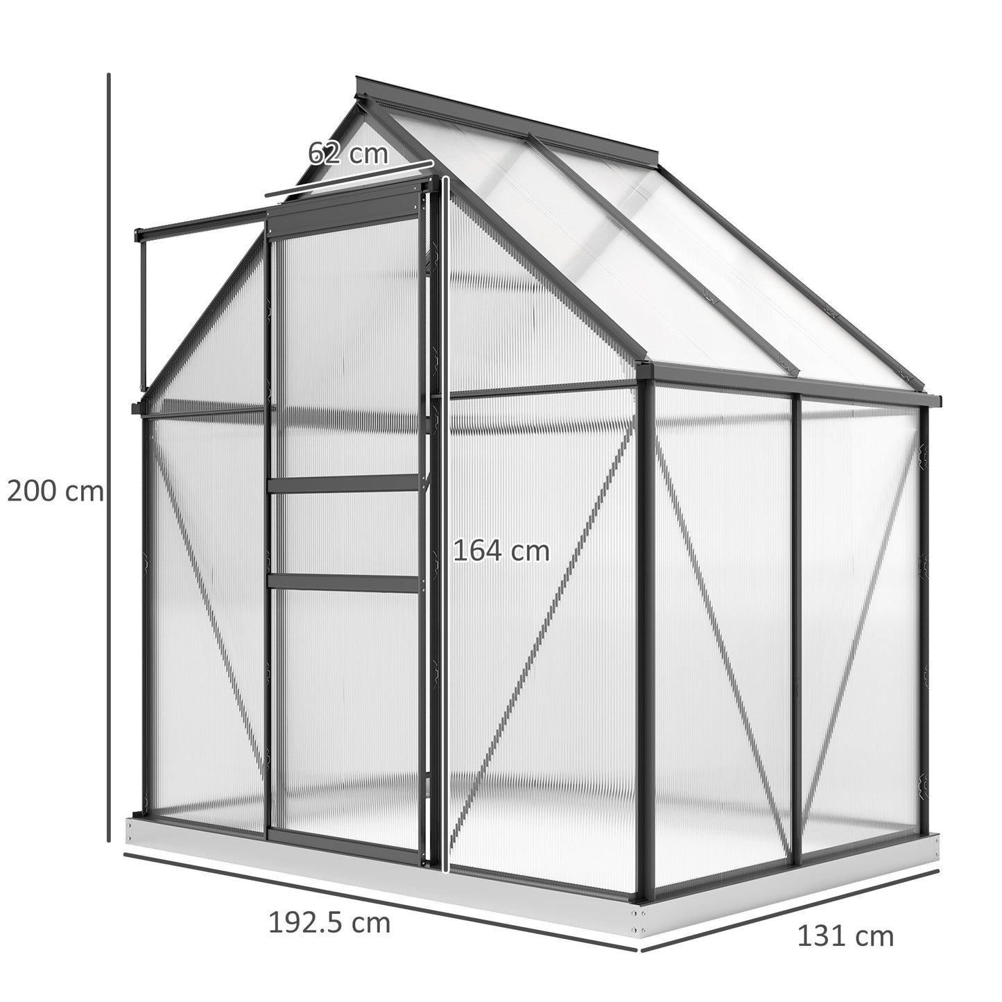 Outsunny 192.5 x 131cm Walk-In Polycarbonate Greenhouse