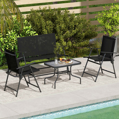 Outsunny Four-Piece Metal Garden Sofa Set - Black