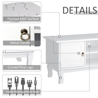 HOMCOM TV Stand Unit Corner Table, MDF-Ivory White 