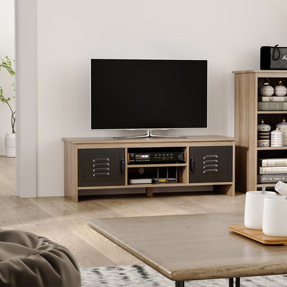 HOMCOM TV Stand Cabinet Unit for TVs up to 42 Inches with 2 Drawers and 2 Storage Compartment Wire Hole Entertainment Console for Living Room Black