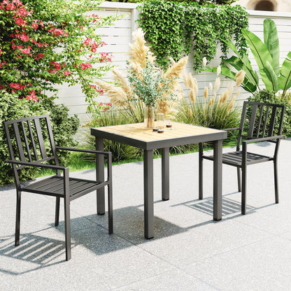 Outsunny Set of Two Minimal Metal Garden Chairs - Black