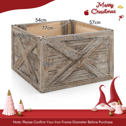 Christmas Tree Box Stand with Hook and Loop Fasteners-Grey-S