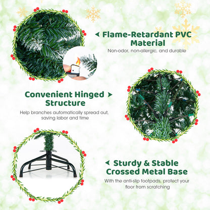 Hinged Slim Pencil Xmas Tree with 408/618 Snowy Branch Tips for Home-150 cm
