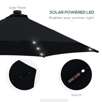 Outsunny 3(m) Solar LED Cantilever Parasol, Black