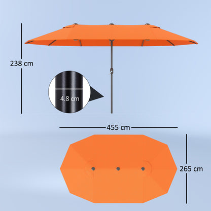 Outsunny 4.6m Double Garden Parasol - Orange