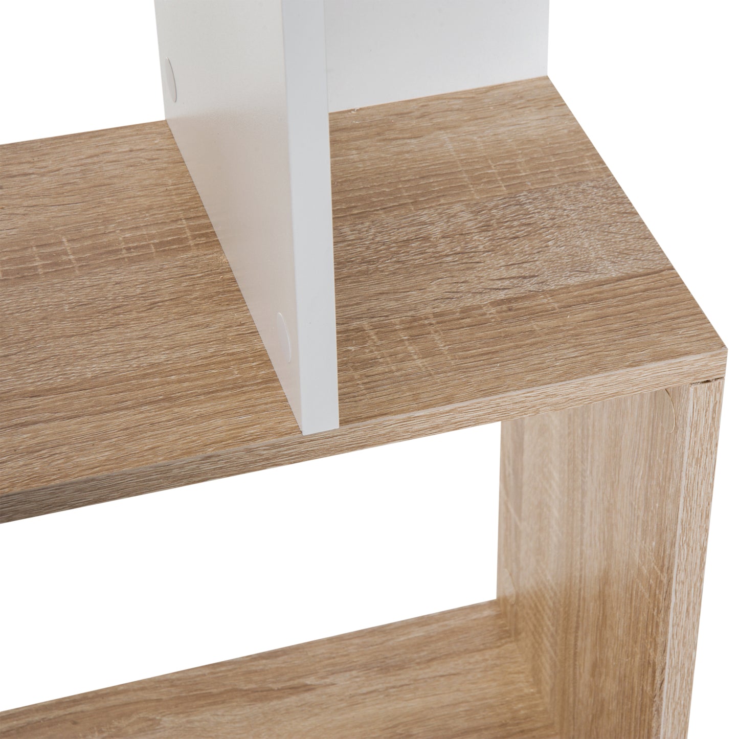 HOMCOM 5-tier Bookcase Storage Display Shelving S Shape design Unit Divider White