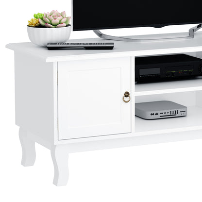 HOMCOM TV Stand Unit Corner Table, MDF-Ivory White 