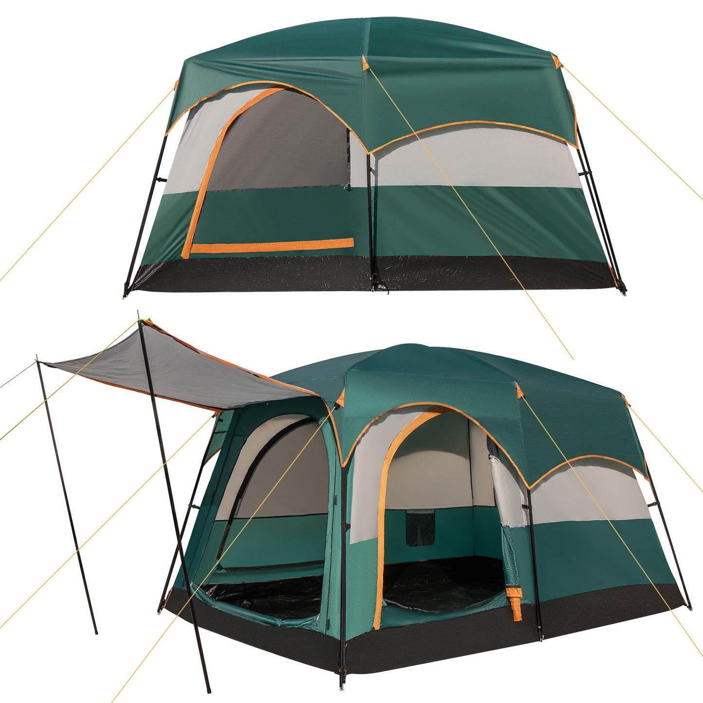 6-Person Camping Tent with 2-Room Divider for Camping Hiking