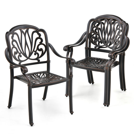 Cast Aluminum Patio Chairs Set of 2-Bronze