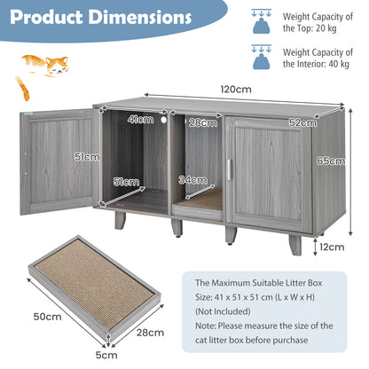Cat Litter Box Enclosure with Scratching Board-Dark Grey