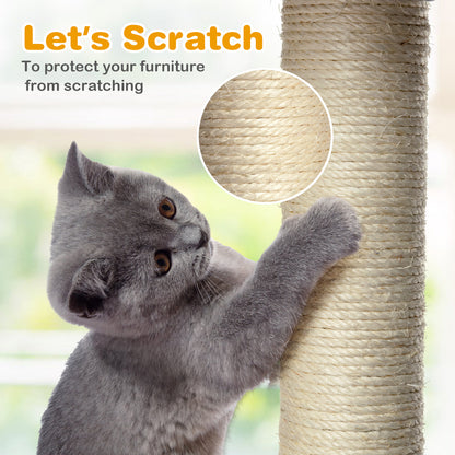 Cat Tree Condo wth Scratching Poles and Board-Grey
