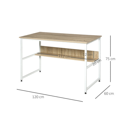 HOMCOM Computer Desk w/ Storage Shelf Adjustable Feet Metal Frame Home Office Laptop Study Writing Workstation Table Oak
