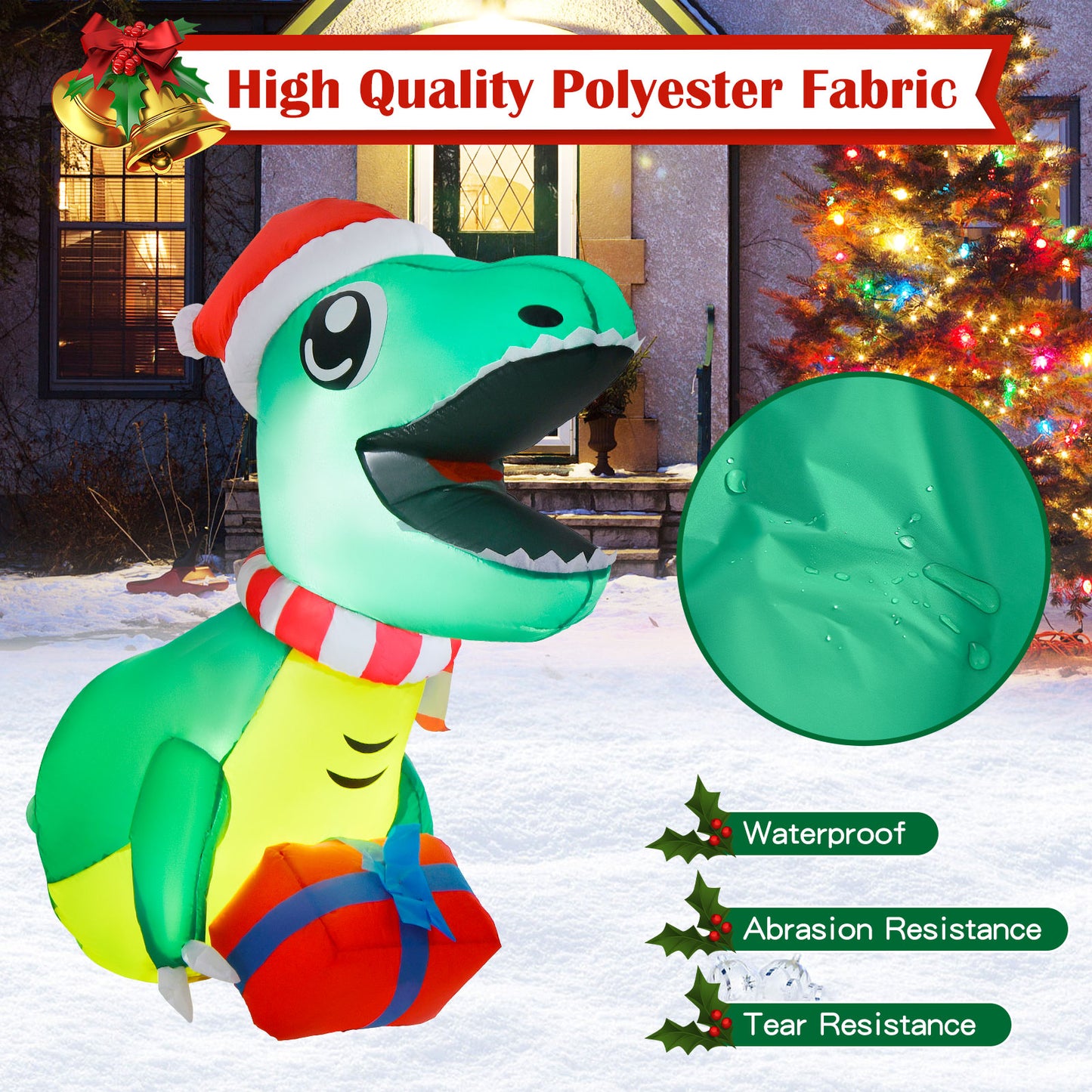 Hanging Window Dinosaur with Built-in LED Lights for Christmas Decoration